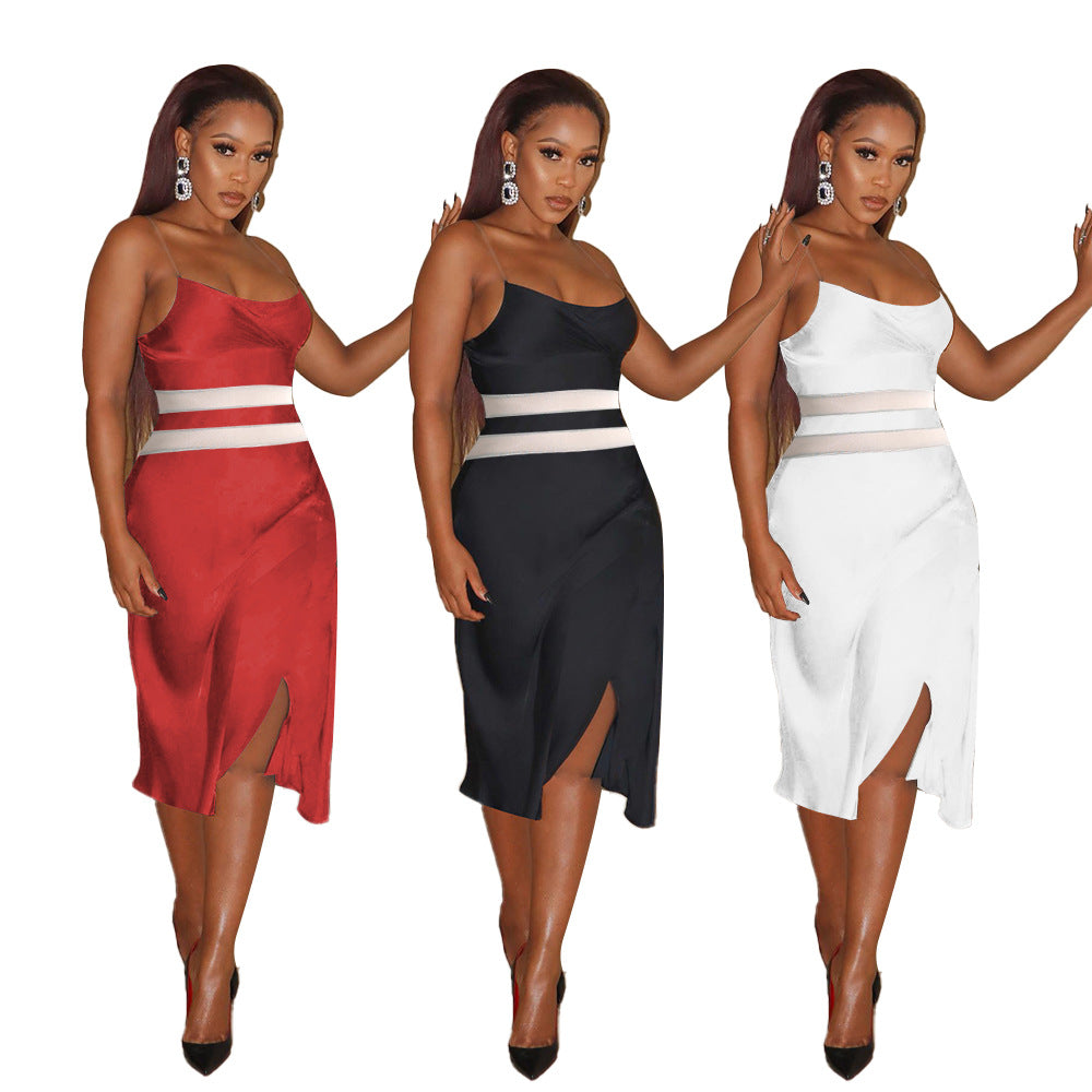 Sexy Sexy Sleeveless Spaghetti Strap Split Midi Dress