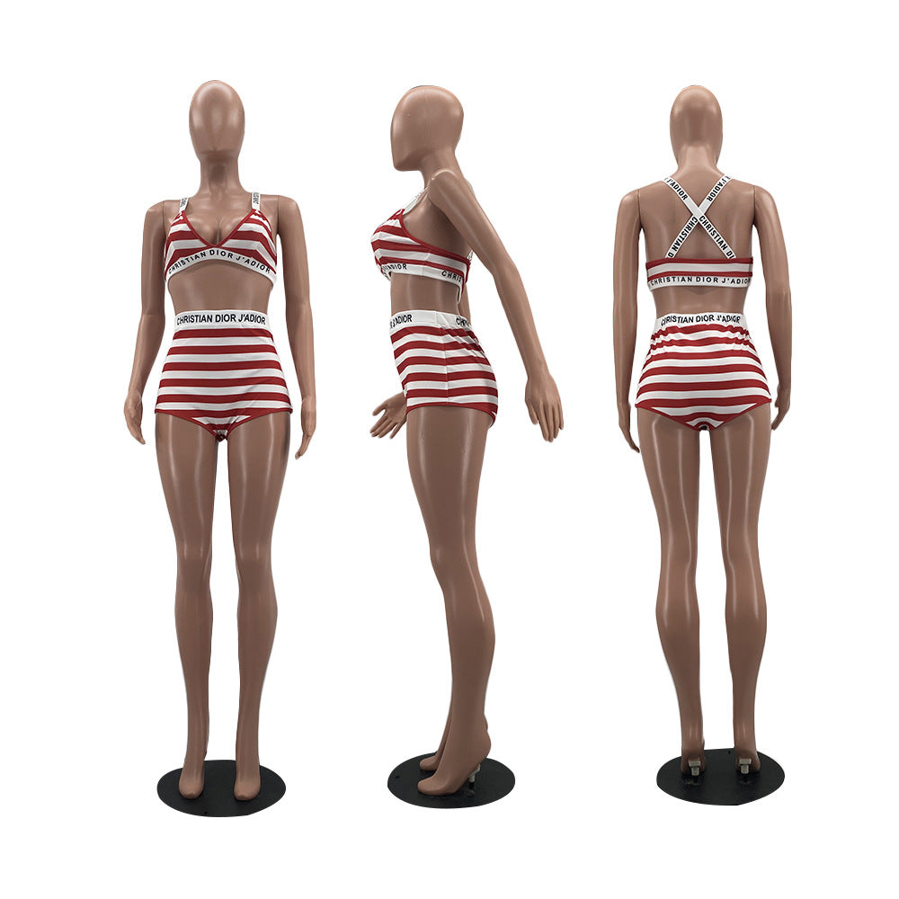 Sexy Sexy Striped Two Piece Shorts Set