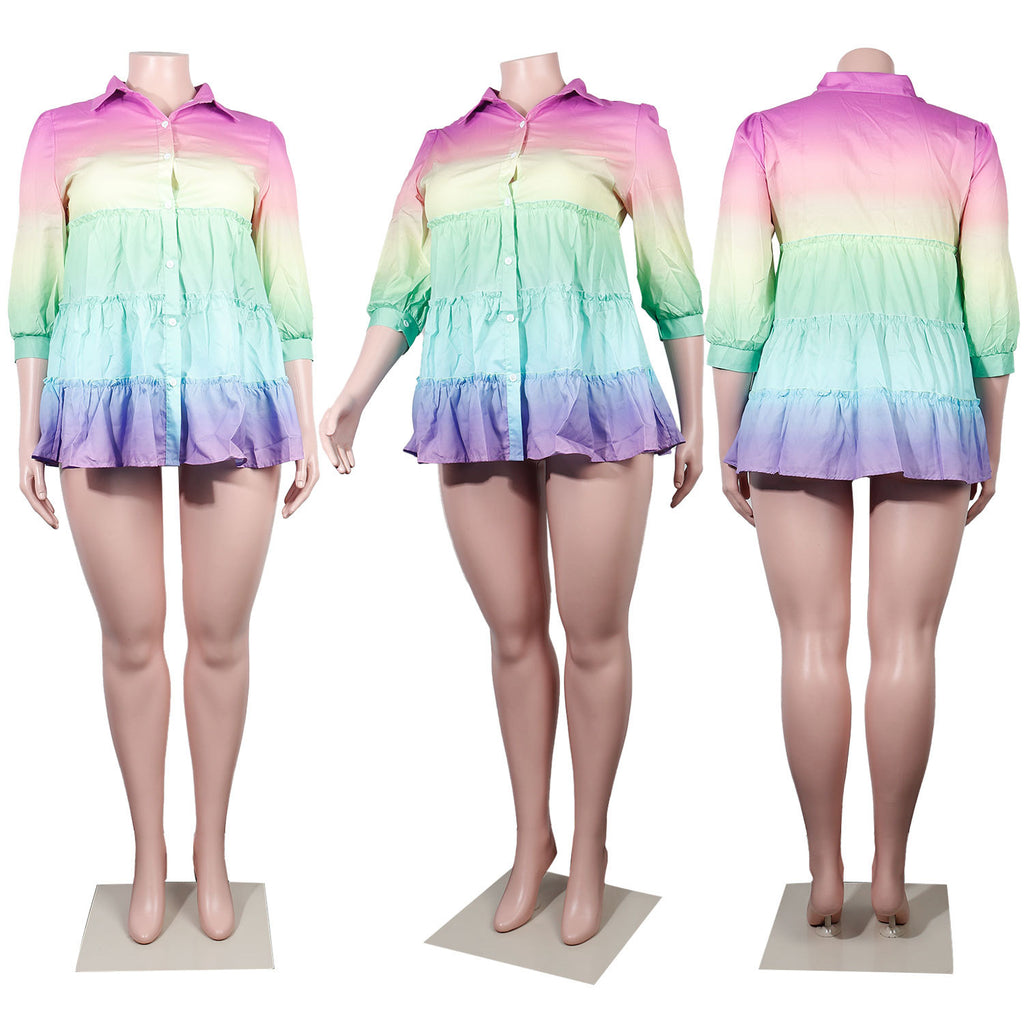Sexy Plus Size Gradient Mini Dress