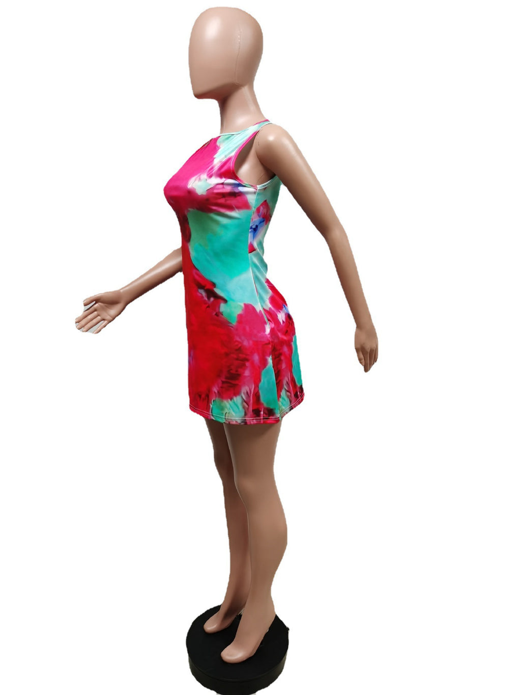 Sexy Tie Dye Print Sleeveless Mini Dress