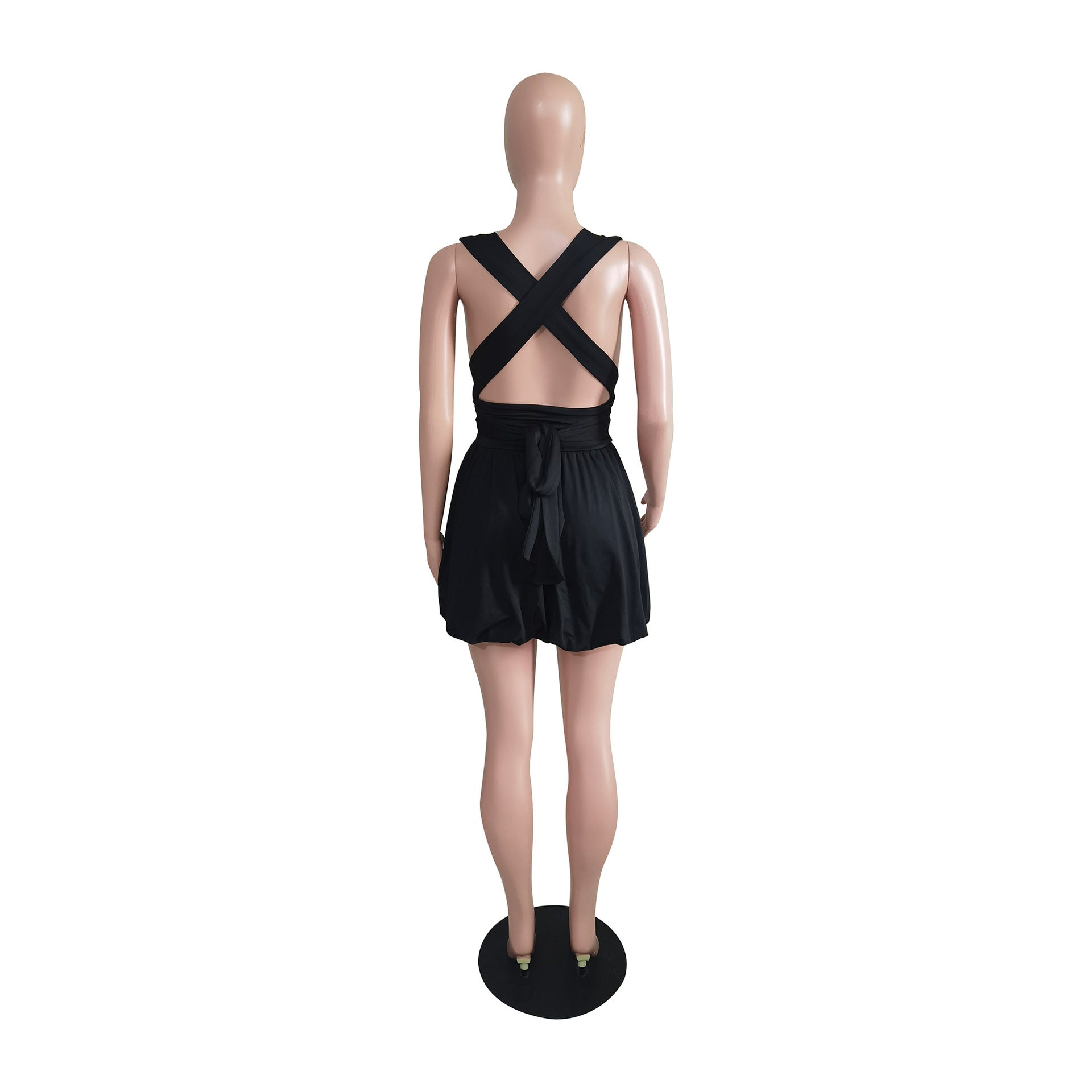 Sexy Solid Sexy Backless Mini Dress