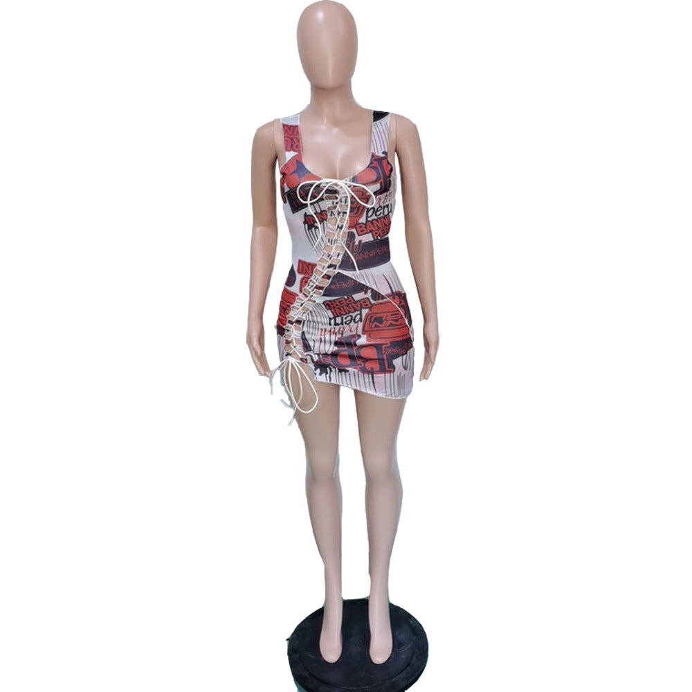 Sexy Sexy Printed Sleeveless Bandage Dress