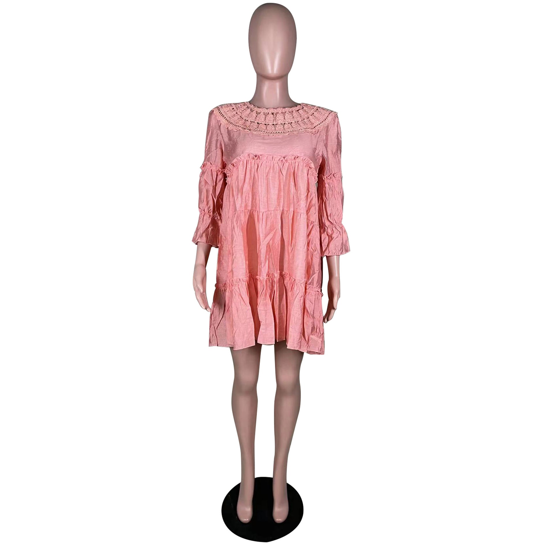 Sexy Solid 3/4 Sleeve Loose Dress