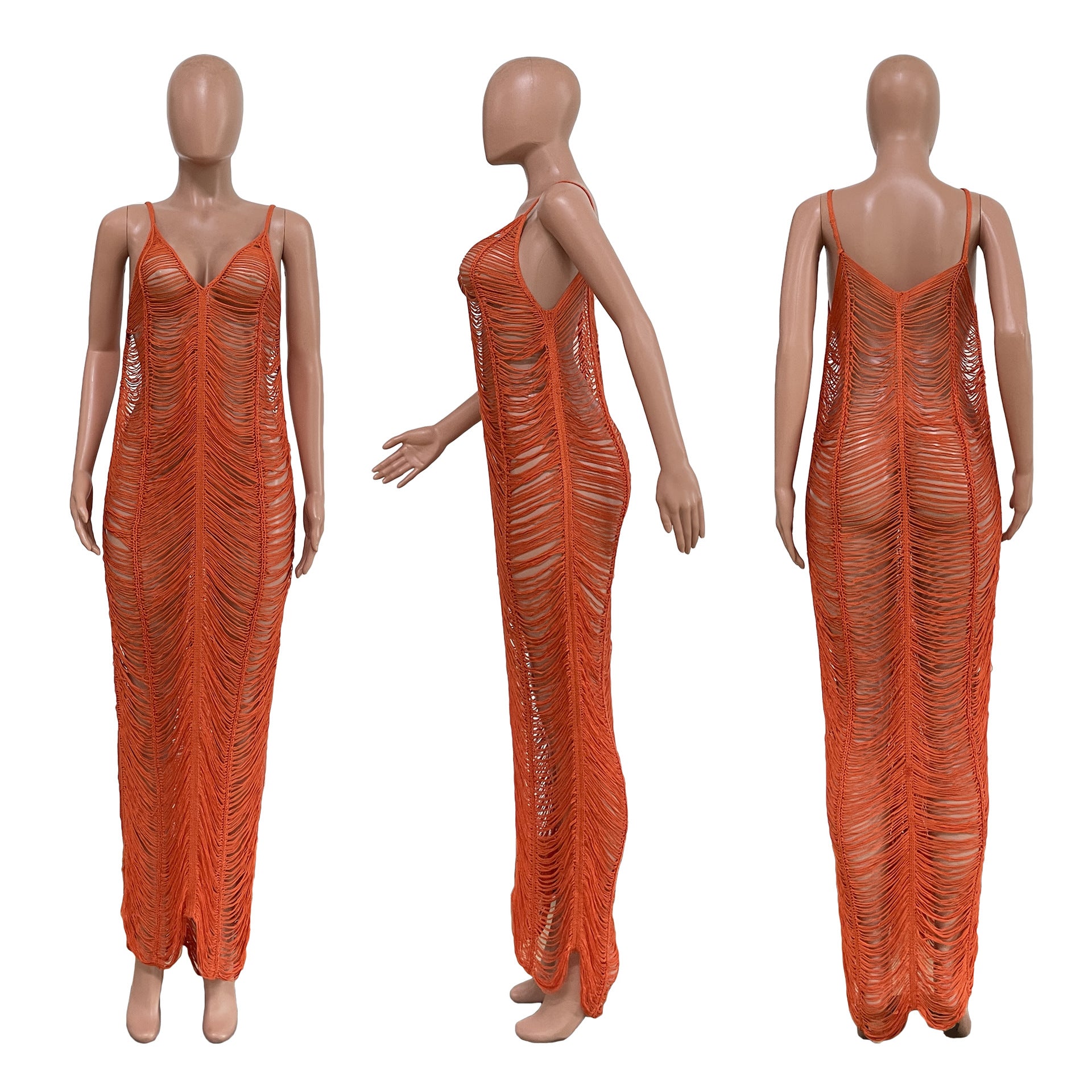 Sexy Sexy Spaghetti Strap Sleeveless Hollow Maxi Dress