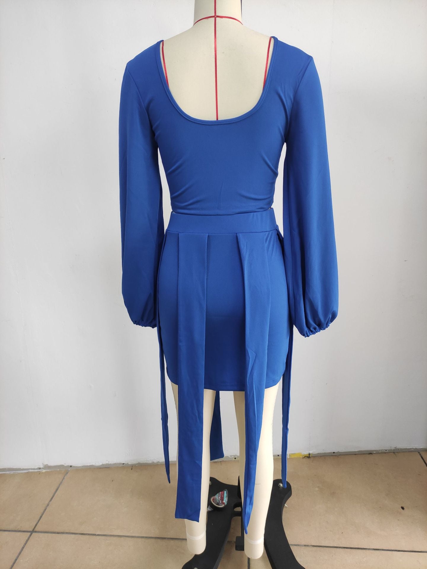 Sexy Sexy Solid Color Puff Sleeve Two Piece Skirt Set