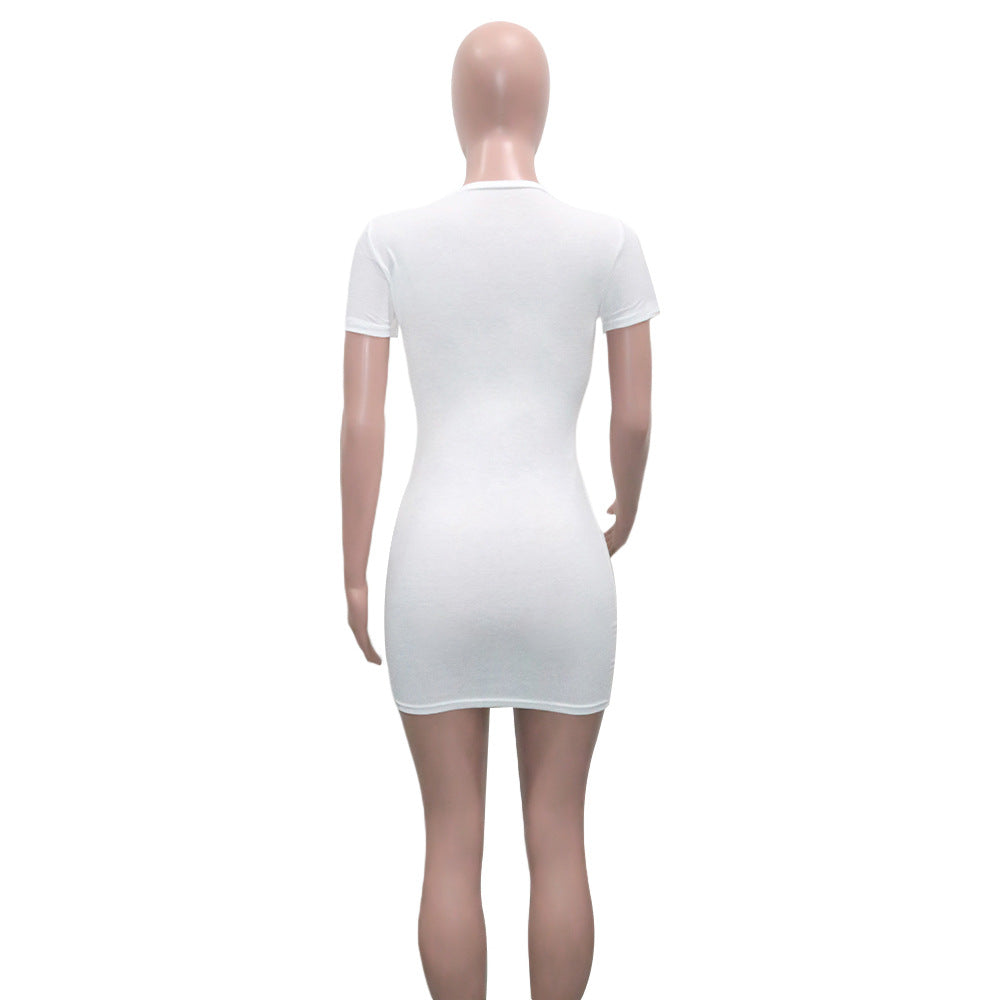 Sexy Casual Printed Short Sleeve Slim Mini Dress