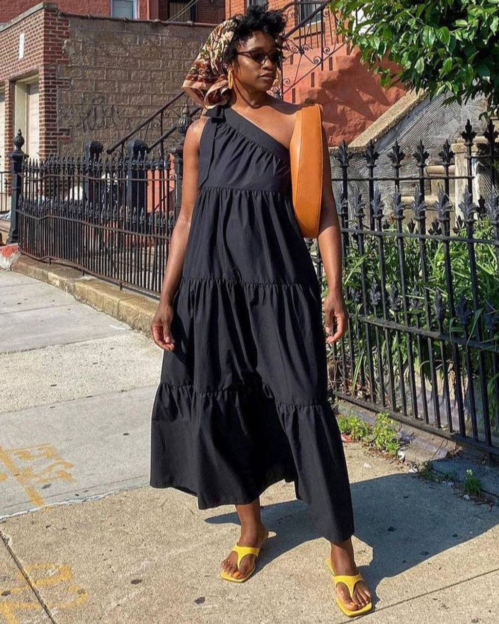 Sexy Sexy One Shoulder Sleeveless Big Swing Maxi Dress