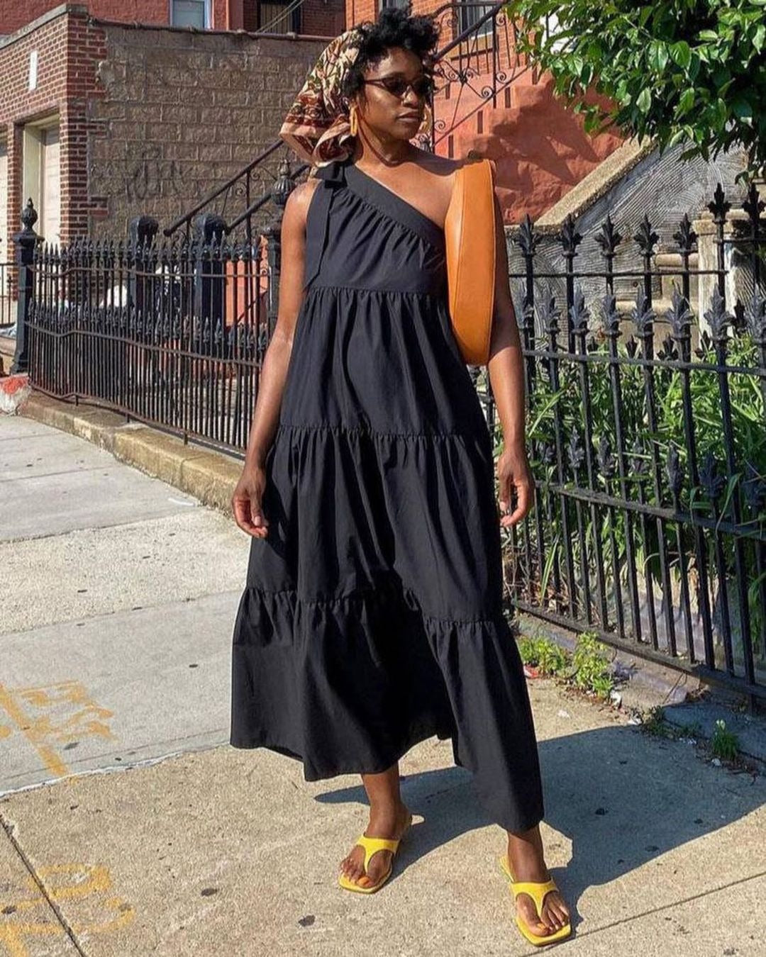 Sexy Sexy One Shoulder Sleeveless Big Swing Maxi Dress