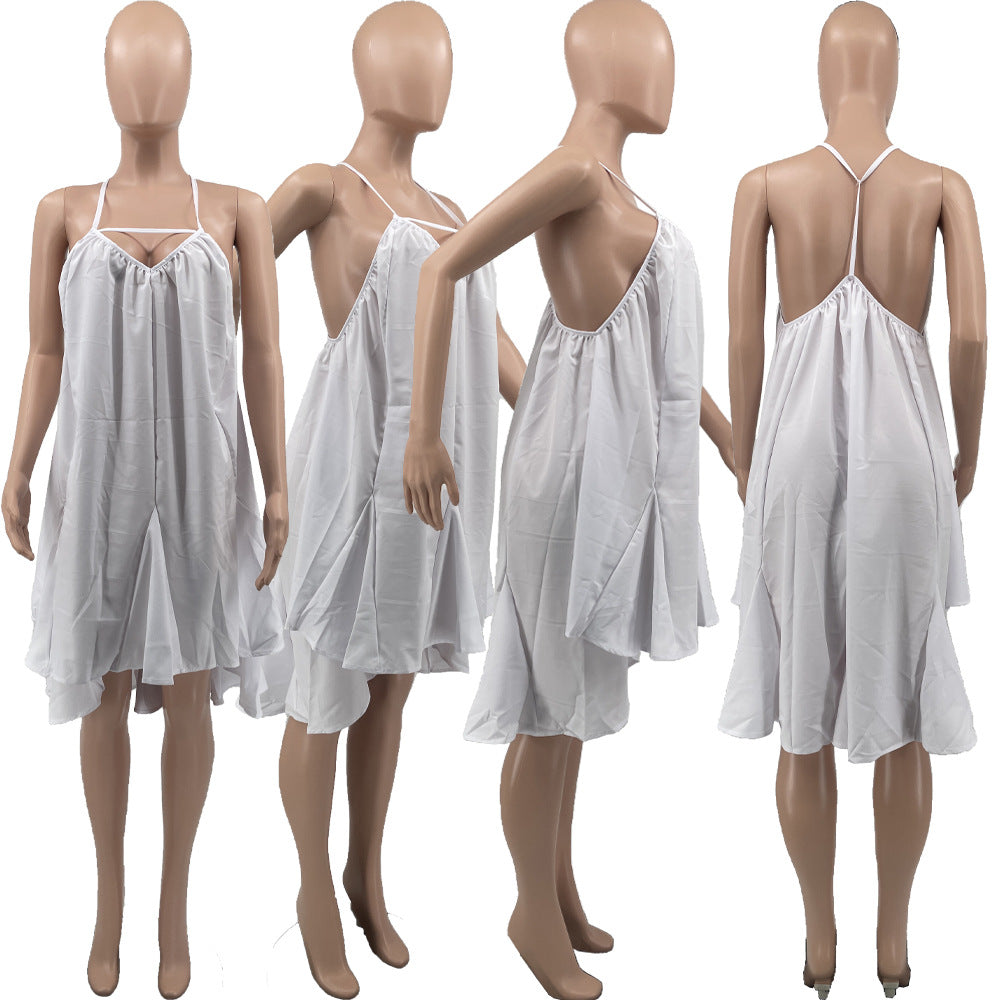 Sexy Sexy Solid Color Backles Midi Dress