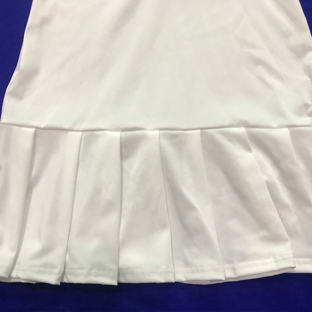 Sexy Solid Puff Sleeve Pleated Mini Dress