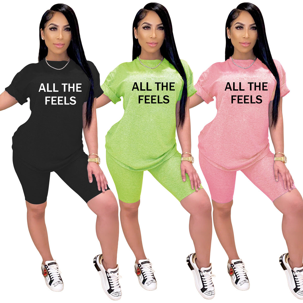 Sexy Casual O Neck T Shirt And Shorts Two Piece Set