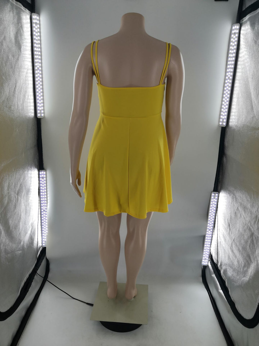 Sexy Plus Size Yellow High Waist Sling Mini Dress