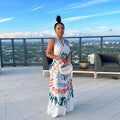 Sexy Sexy Printed V Neck Halter Maxi Dress