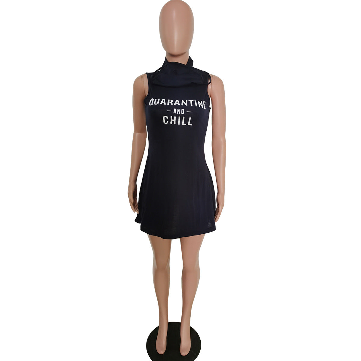 Sexy Letter Print One-Piece Mask Sleeveless Mini Dress