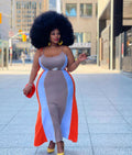 Sexy Plus Size Color Splice Sling Long Dresses