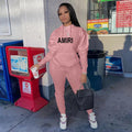 Sexy Plus Size Letter Print Sport Two Piece Pant Set