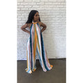Sexy Tie Dye Print Halter Backless Loose Jumpsuit