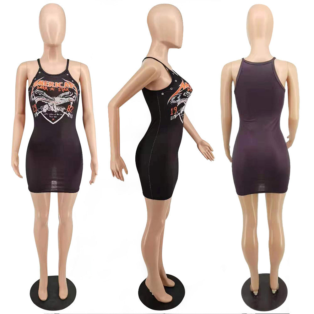 Sexy Printed Fashion Sleeveless Mini Dress