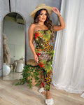 Sexy Sexy Printed One Shoulder Split Maxi Dress