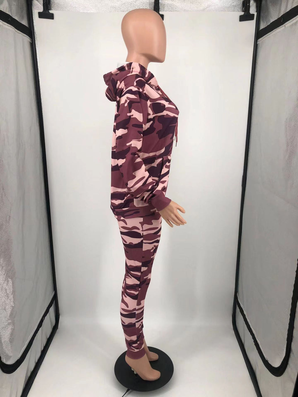 Sexy Long Sleeve Sport Camo Print Two Piece Set