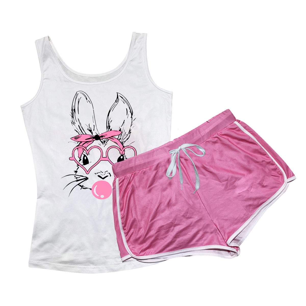 Sexy Sexy Rabbit Pattern Printed Two Piece Shorts Set