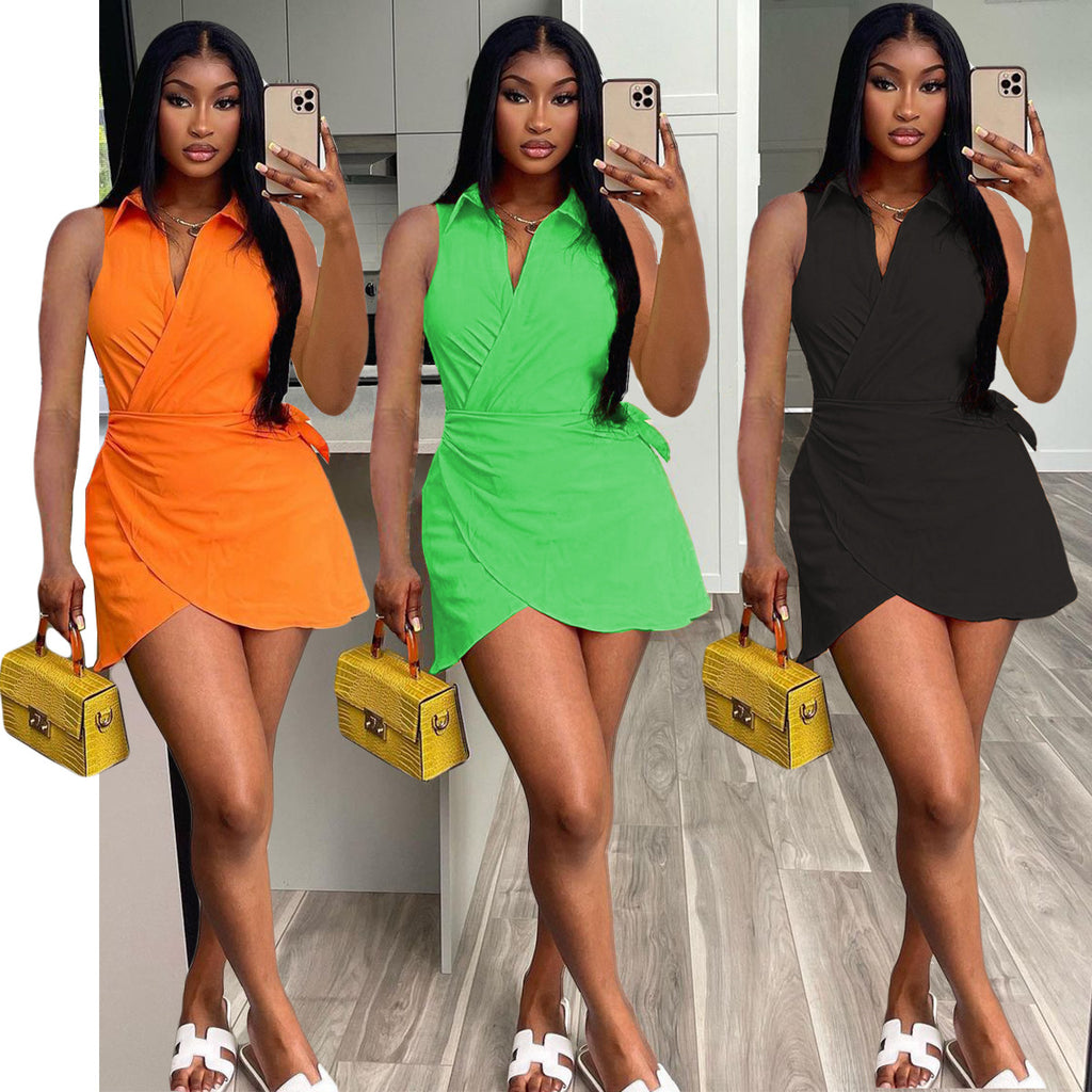 Sexy Solid Sleeveless Mini Dress