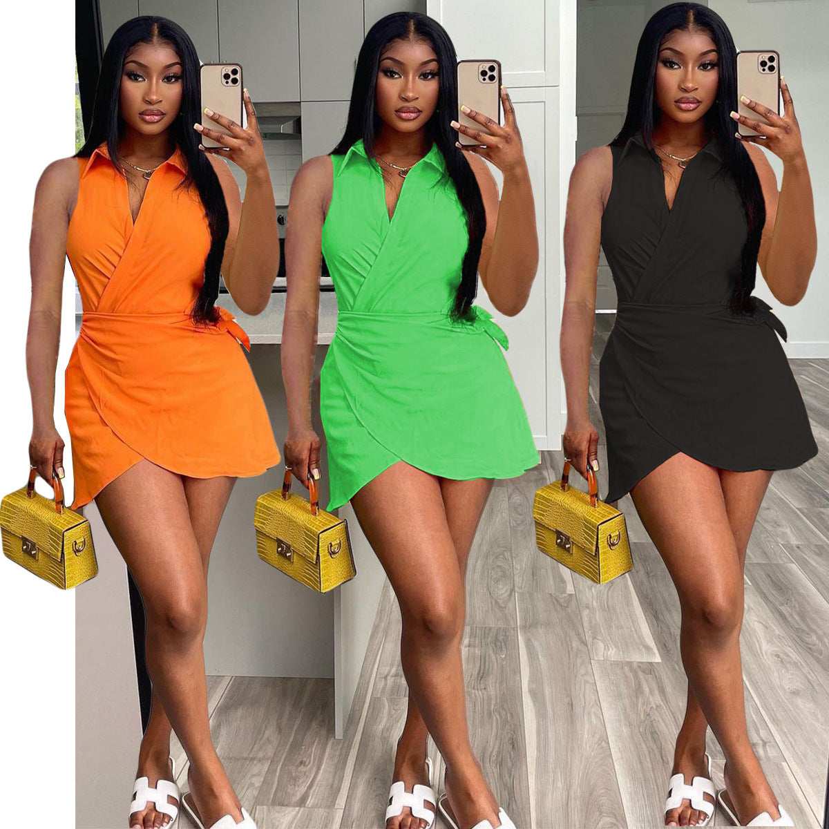 Sexy Solid Sleeveless Mini Dress