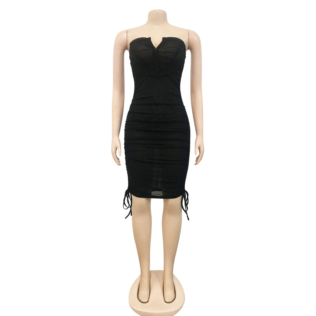 Sexy Sexy Mesh Strapless Bodycon Dress