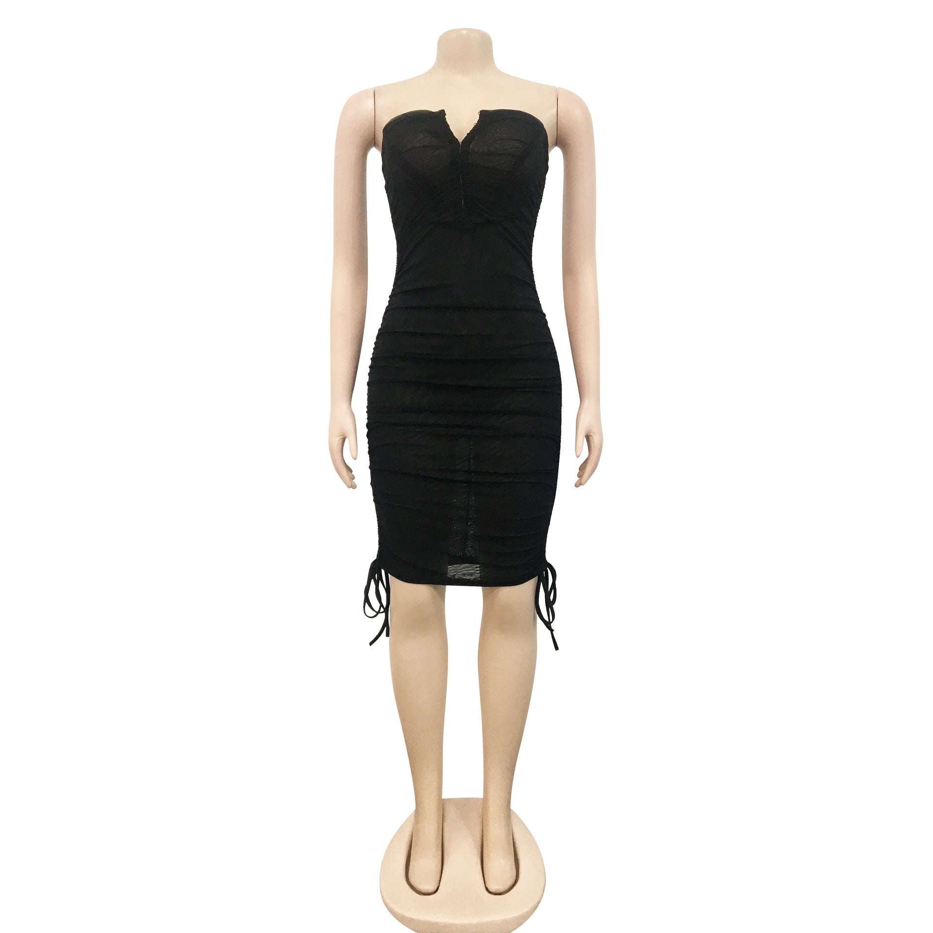 Sexy Sexy Mesh Strapless Bodycon Dress