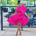 Sexy Solid Sexy Irregular Ruffled Dresses (Without Belt)
