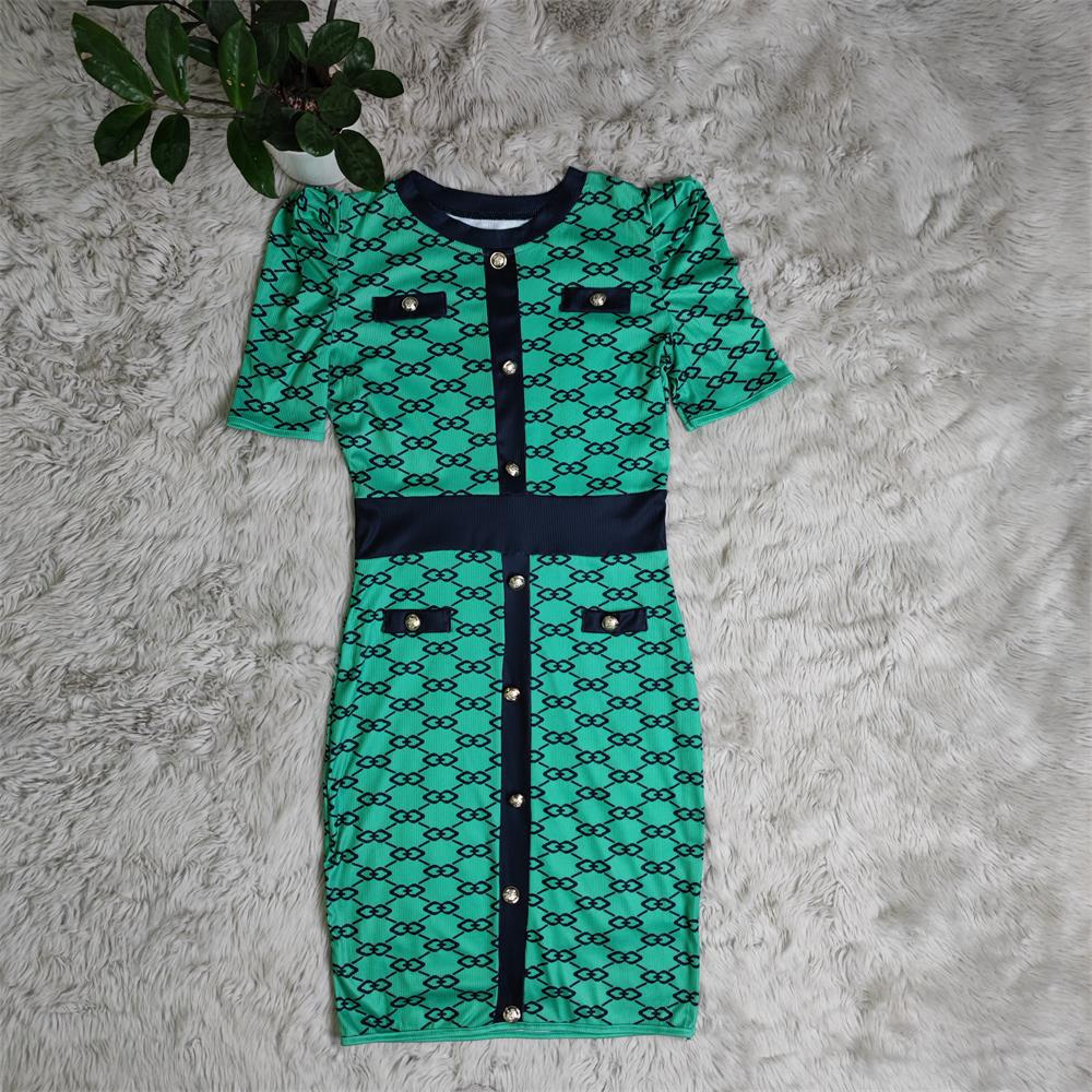 Sexy Elegant Printed Short Sleeve Bodycon Dress