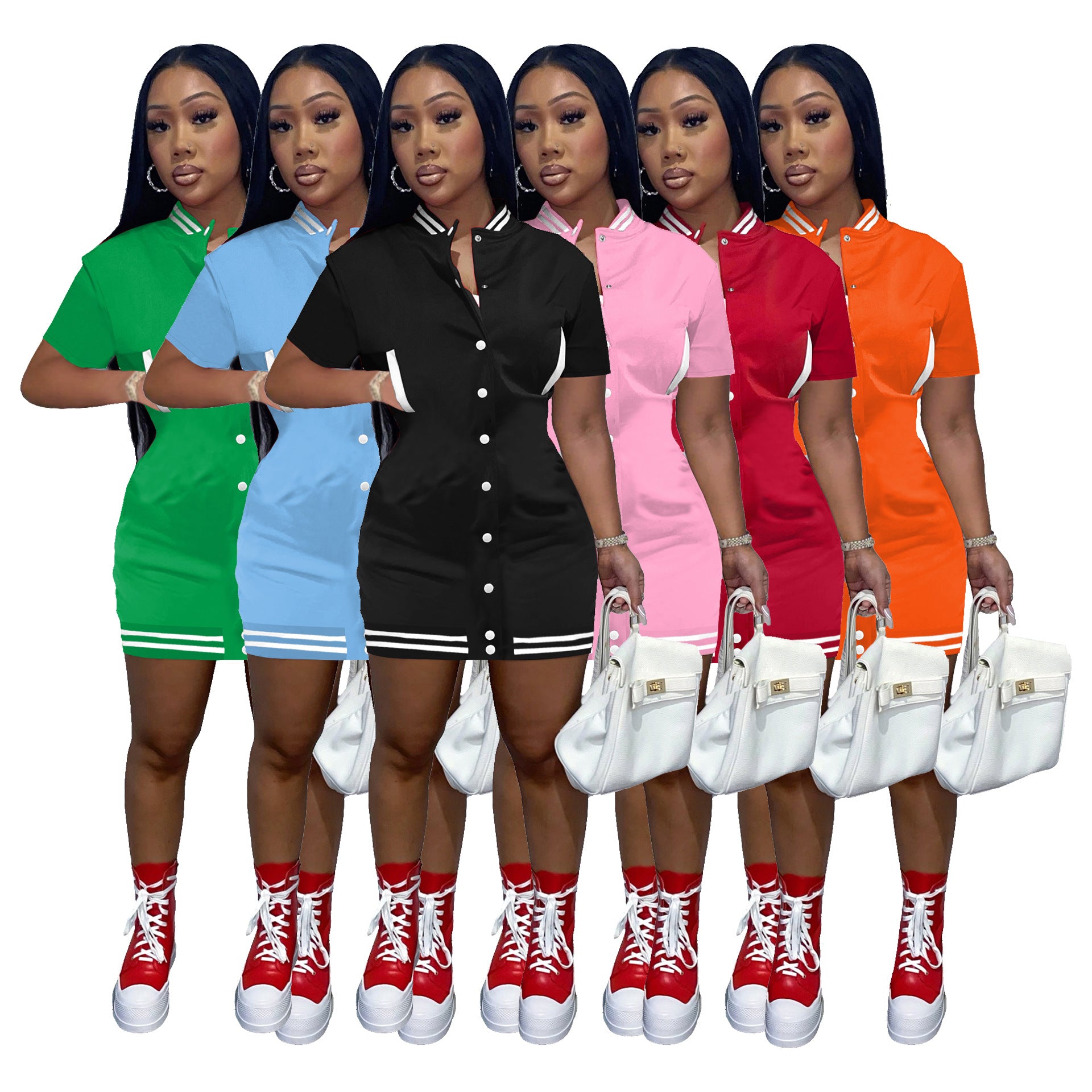 Sexy Casual Buttons Baseball Mini Dress