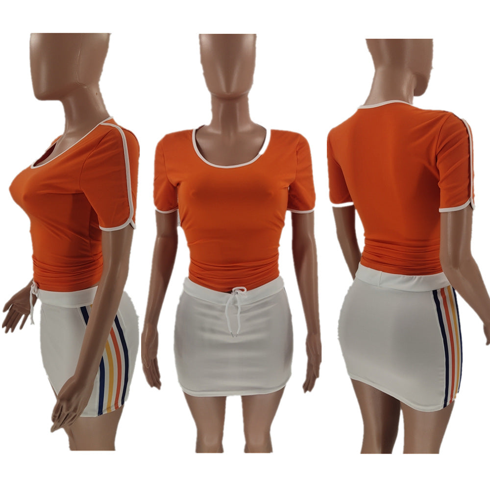 Sexy Casual T Shirt And Mini Skirt Two Piece Sets
