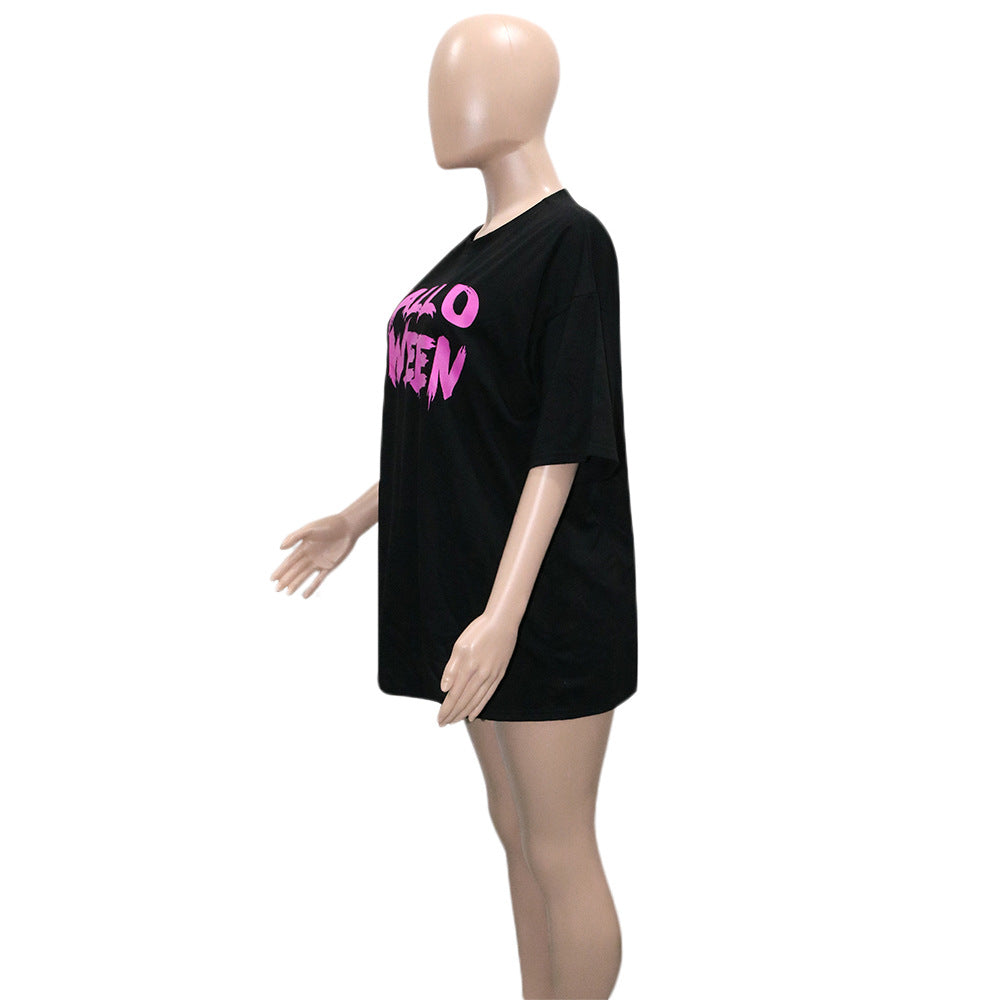 Sexy Letter Print Short Sleeve O Neck T-Shirt Dress