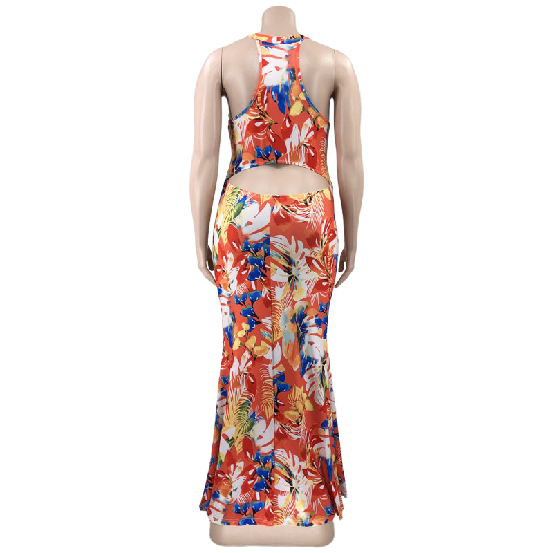 Sexy Sexy Printed Sleeveless Maxi Dress