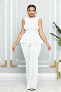Sexy Solid Color Sleeveless Ruffles Jumpsuit