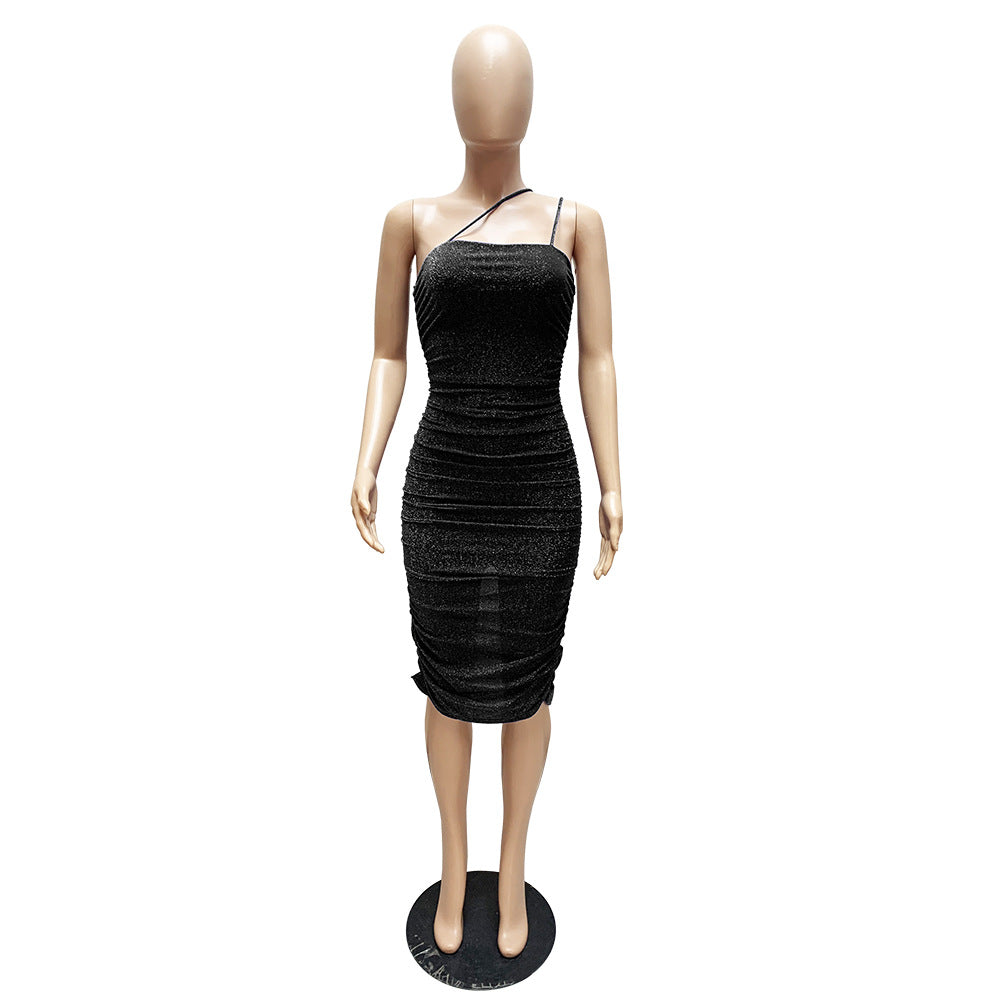 Sexy Sexy Ruched Split Spaghetti Strap Bodycon Club Dress