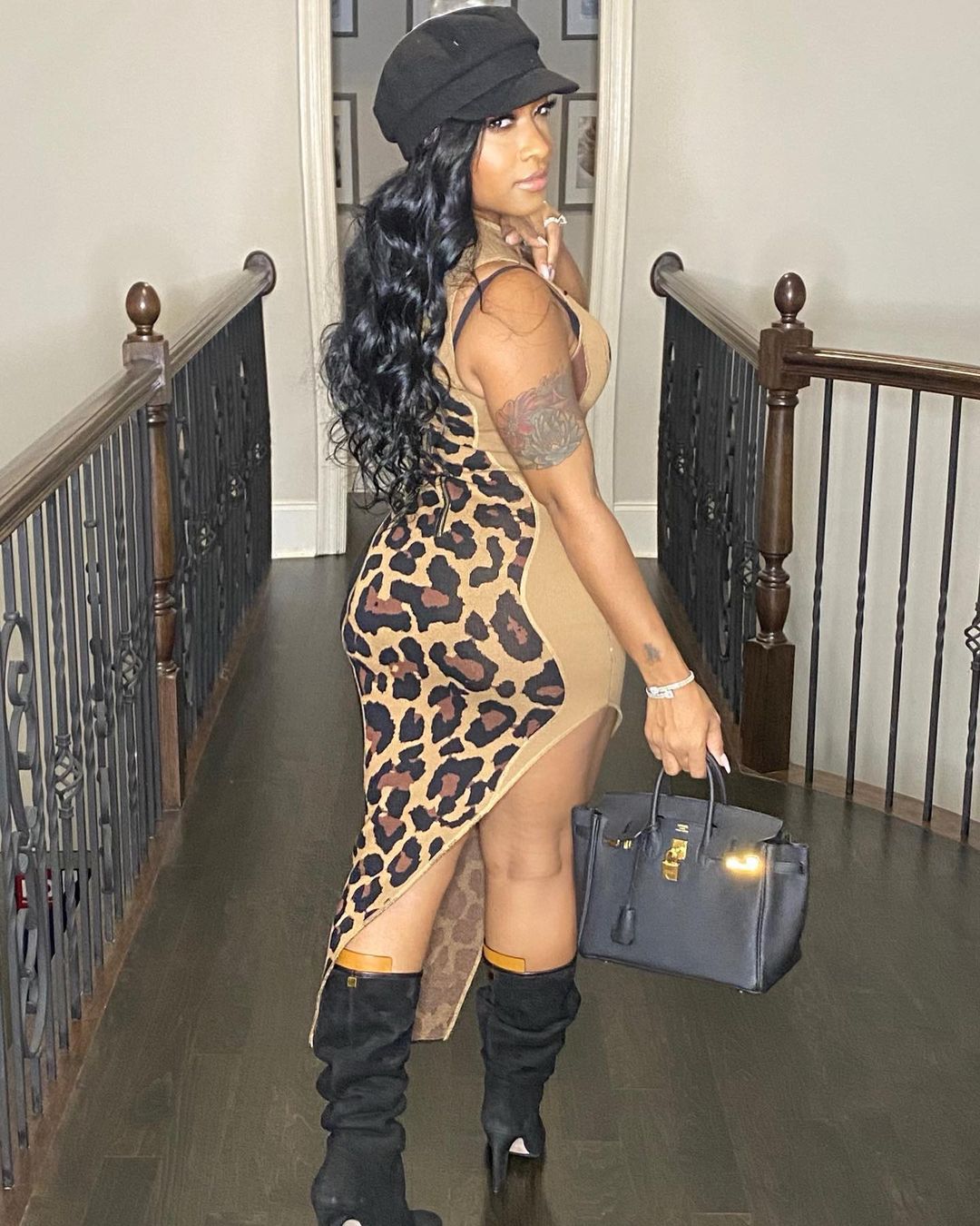 Sexy Leopard Sleeveless Irregular Midi Dress