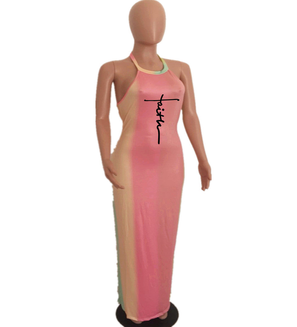 Sexy Sexy Letter Print Sleeveless Maxi Dress
