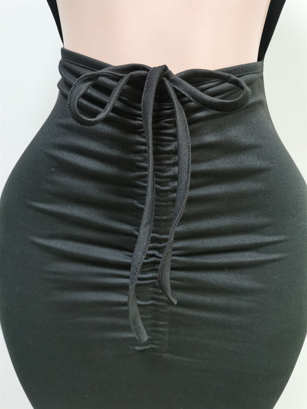 Sexy Solid Short Sleeve Lace-Up Hollow Midi Dress