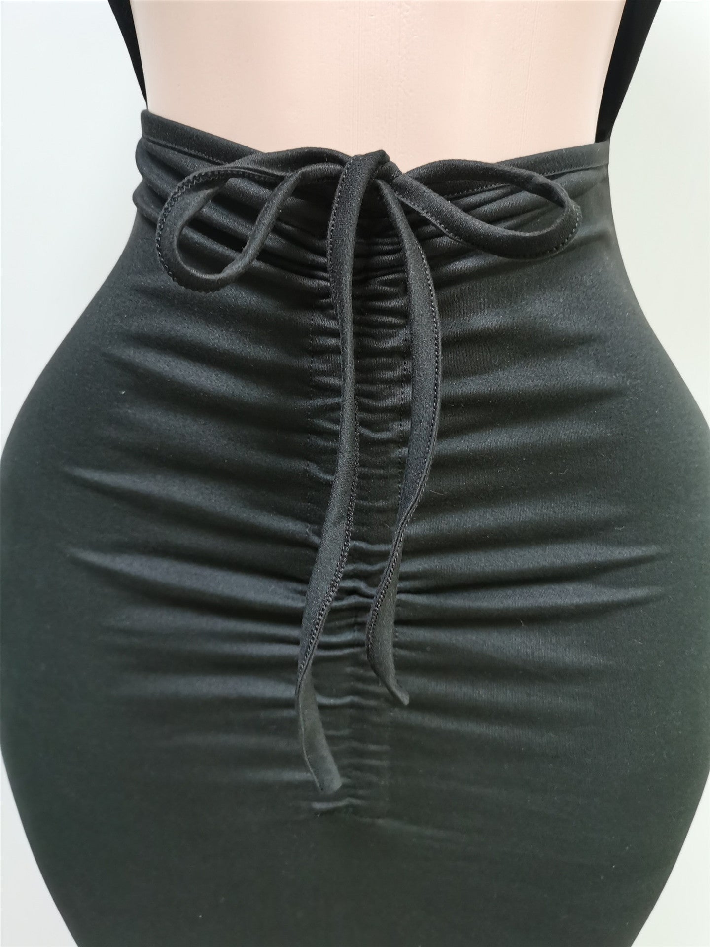Sexy Solid Short Sleeve Lace-Up Hollow Midi Dress