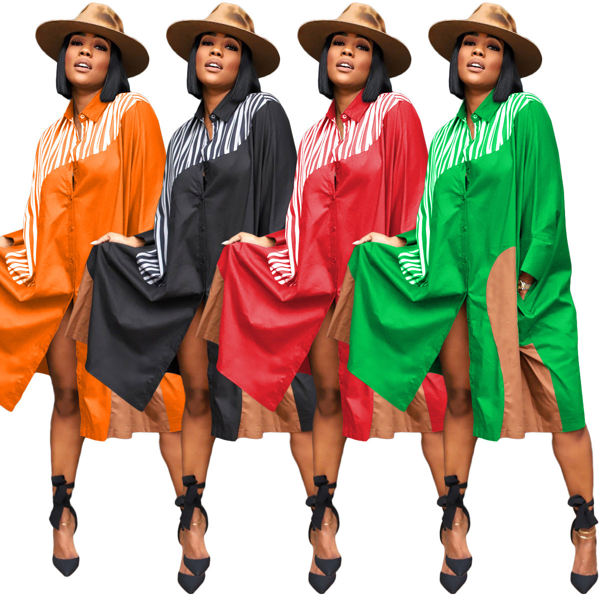 Sexy Plus Size Batwing Sleeve Loose Shirt Dress