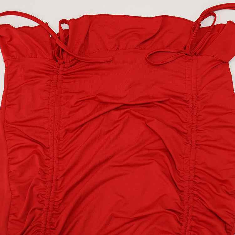 Sexy Plus Size Fashion Sexy Solid Color Drawstring Dress
