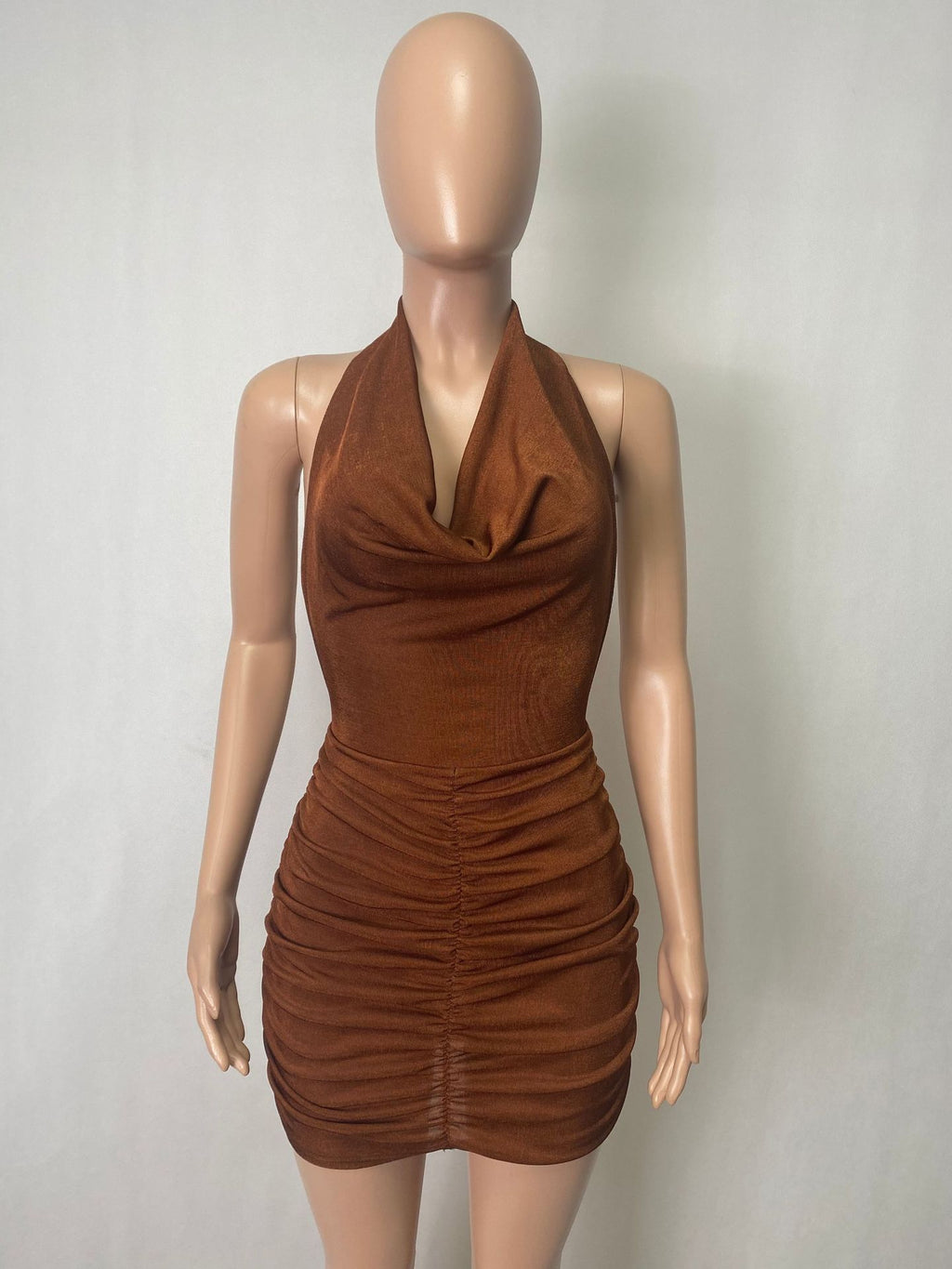 Sexy Sexy Halter Backless Ruched Mini Dress