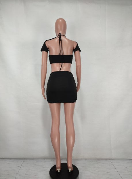 Sexy Solid Color Sexy Tie Up Mini Dress