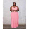 Sexy Plus Size Letter Print Spaghetti Strap Maxi Dress