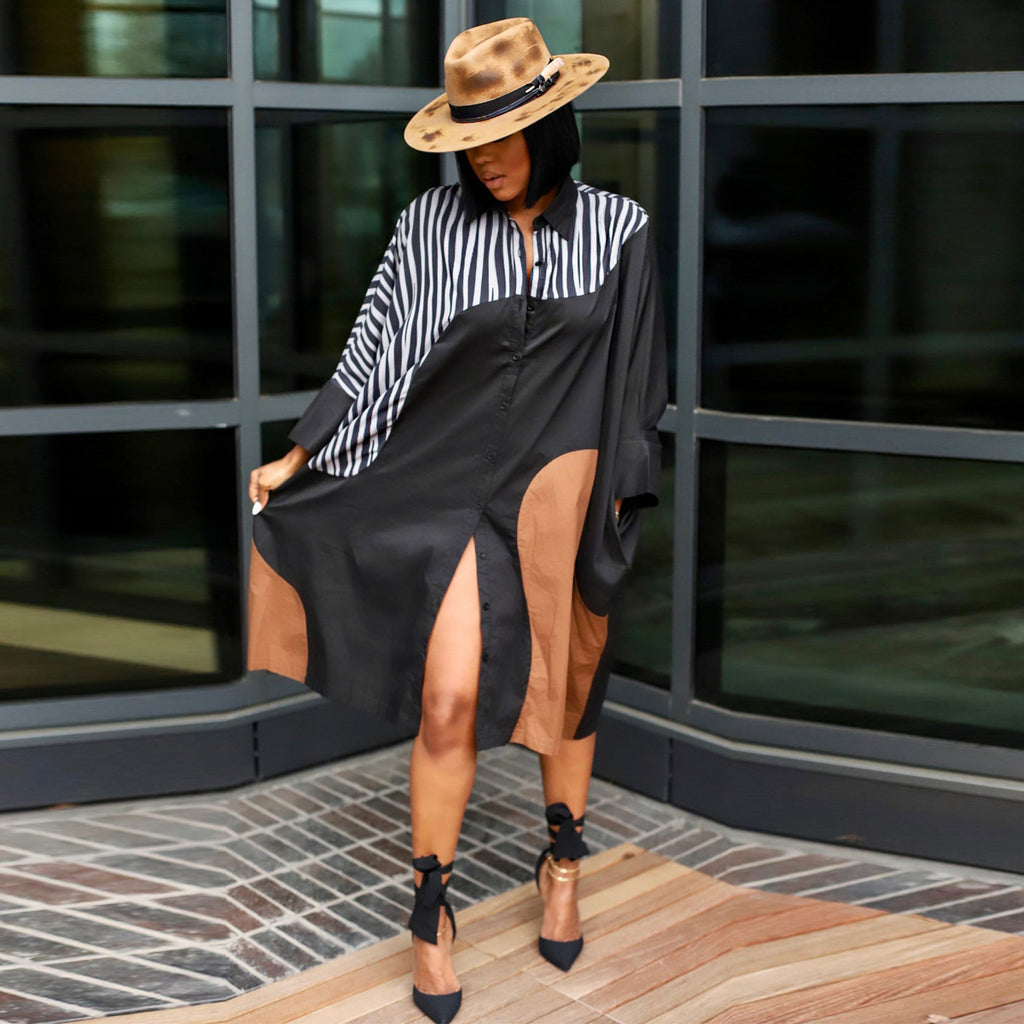 Sexy Plus Size Batwing Sleeve Loose Shirt Dress
