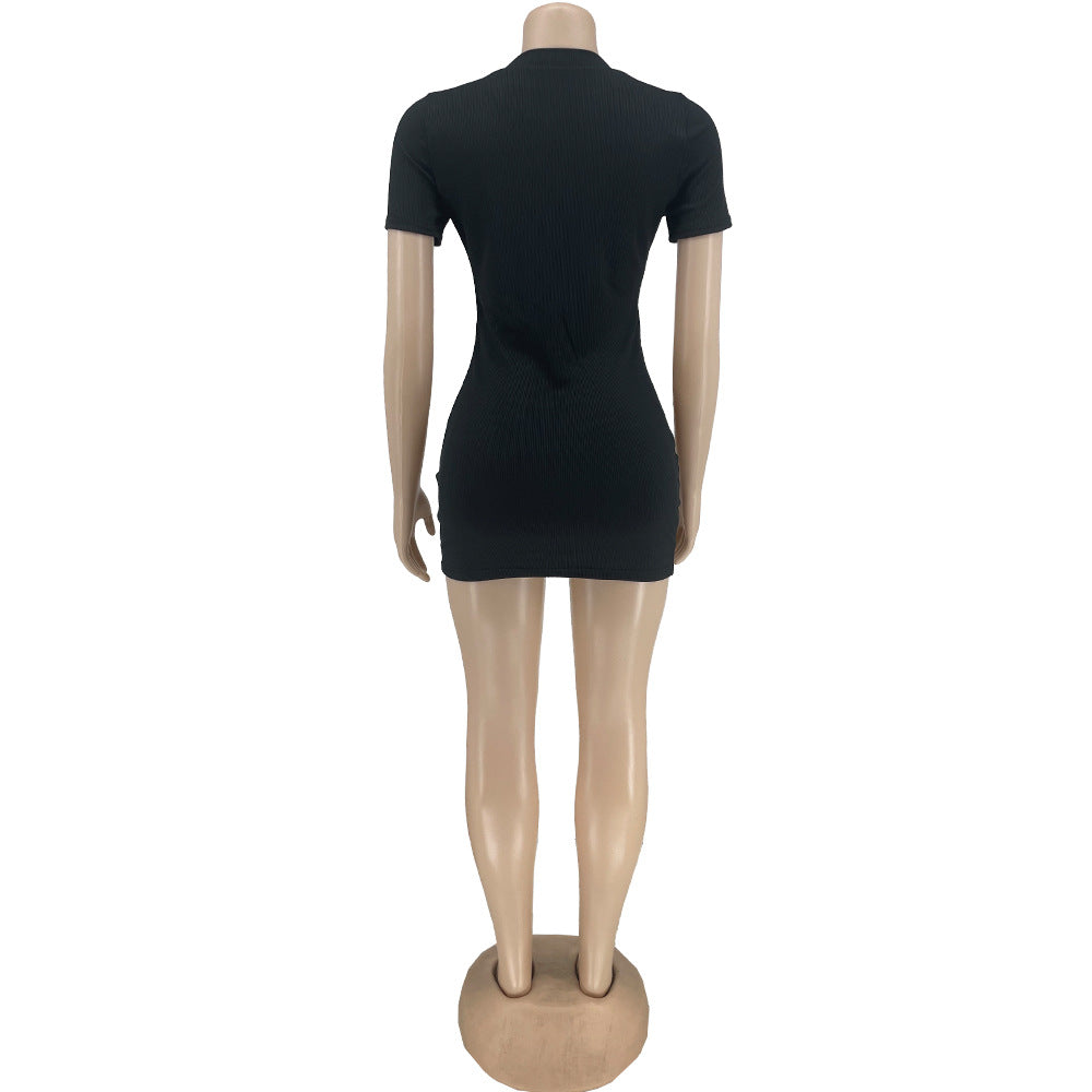 Sexy Number Print Short Sleeve Slim Mini Dress