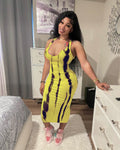 Sexy Plus Size Tie Dye Print Sleeveless Midi Dress