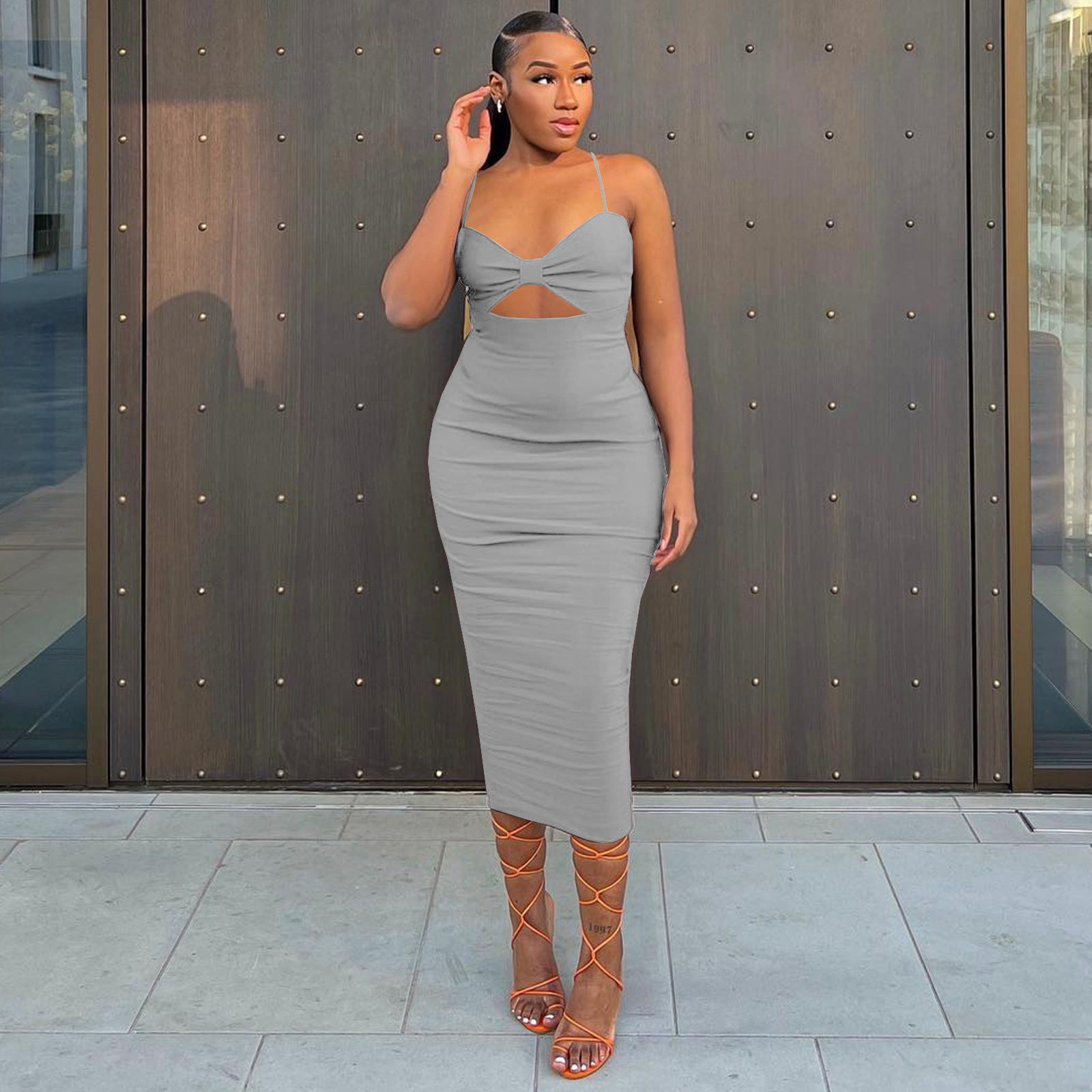 Sexy Fashion Solid Color Sexy Sling Dress